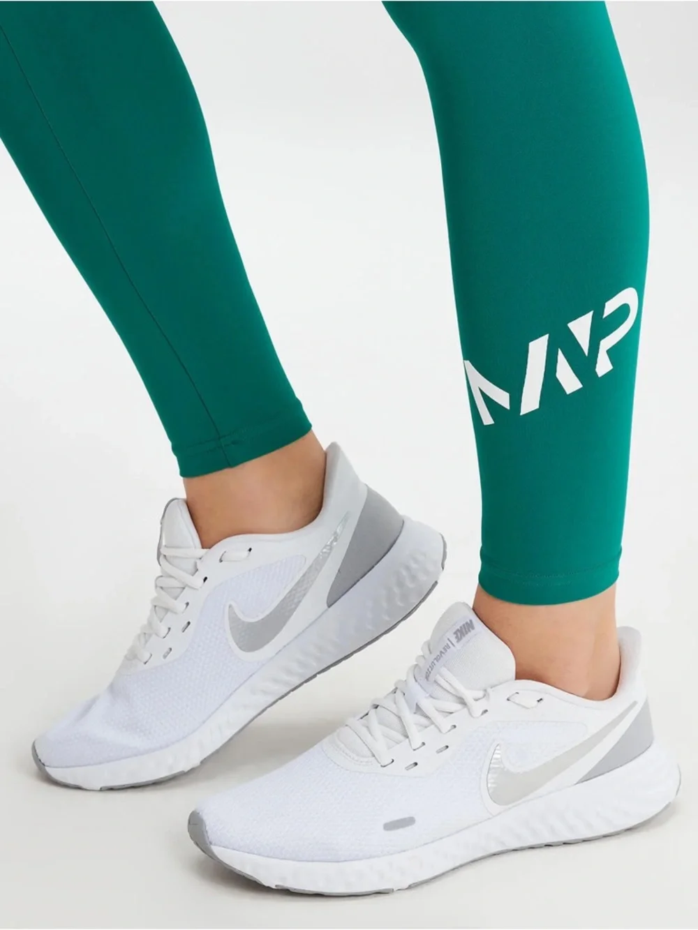 MyProtien High-Rise Teal Performance Leggings with Logo Detail